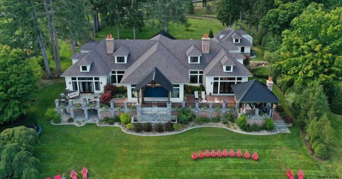 aerial view of a large house