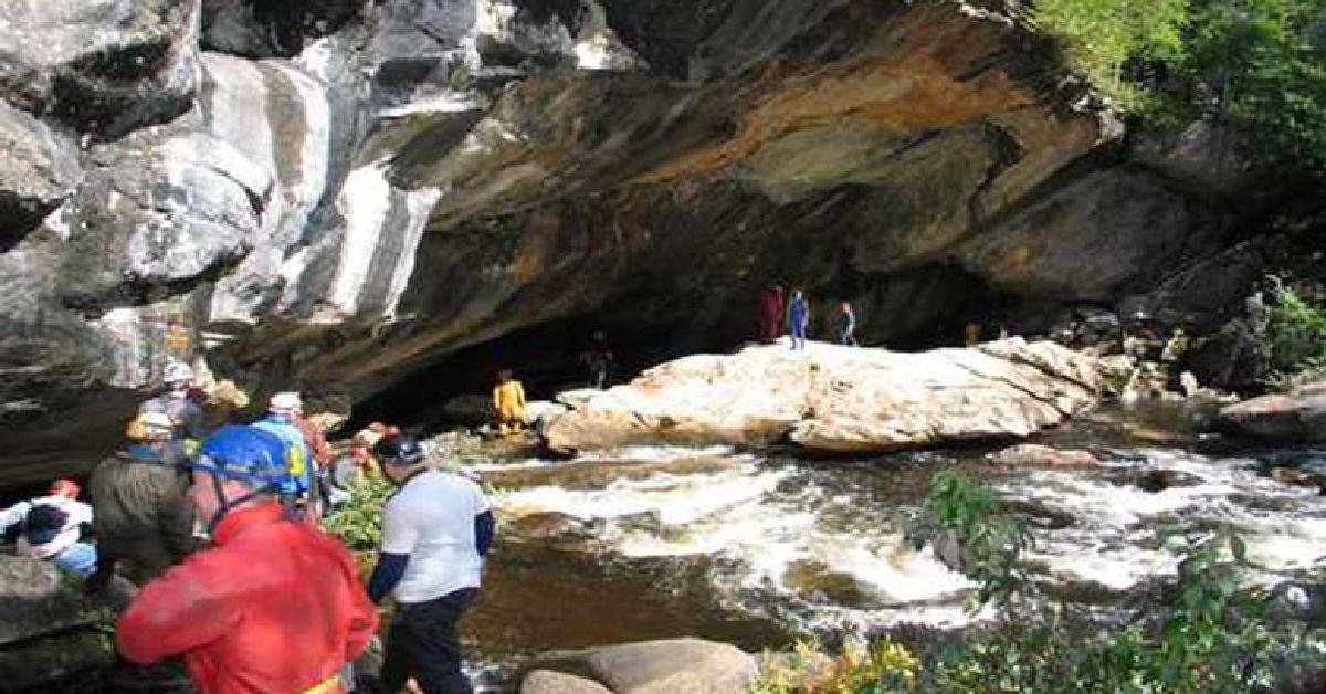 Visitors Exploring Caves