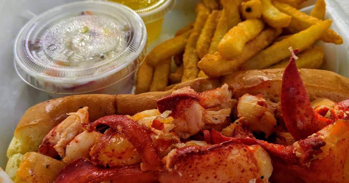 lobster roll with fries