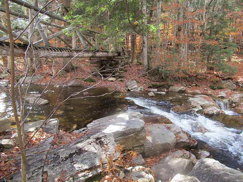 Bridge crossing a stream on the Northville-Placid Trail in Benson NY