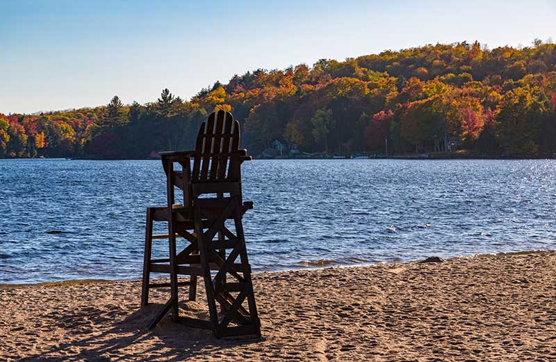 Cranberry Lake Beach in fall