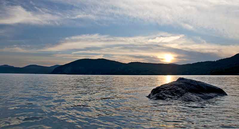 Rogers rock in the distance from Lake George