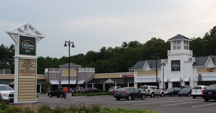 sign and exterior of outlet mall