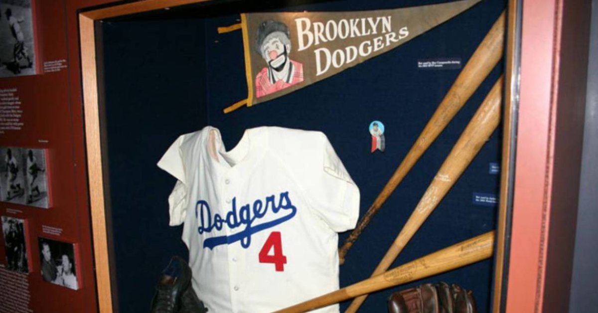 a Brooklyn Dodgers wall exhibit