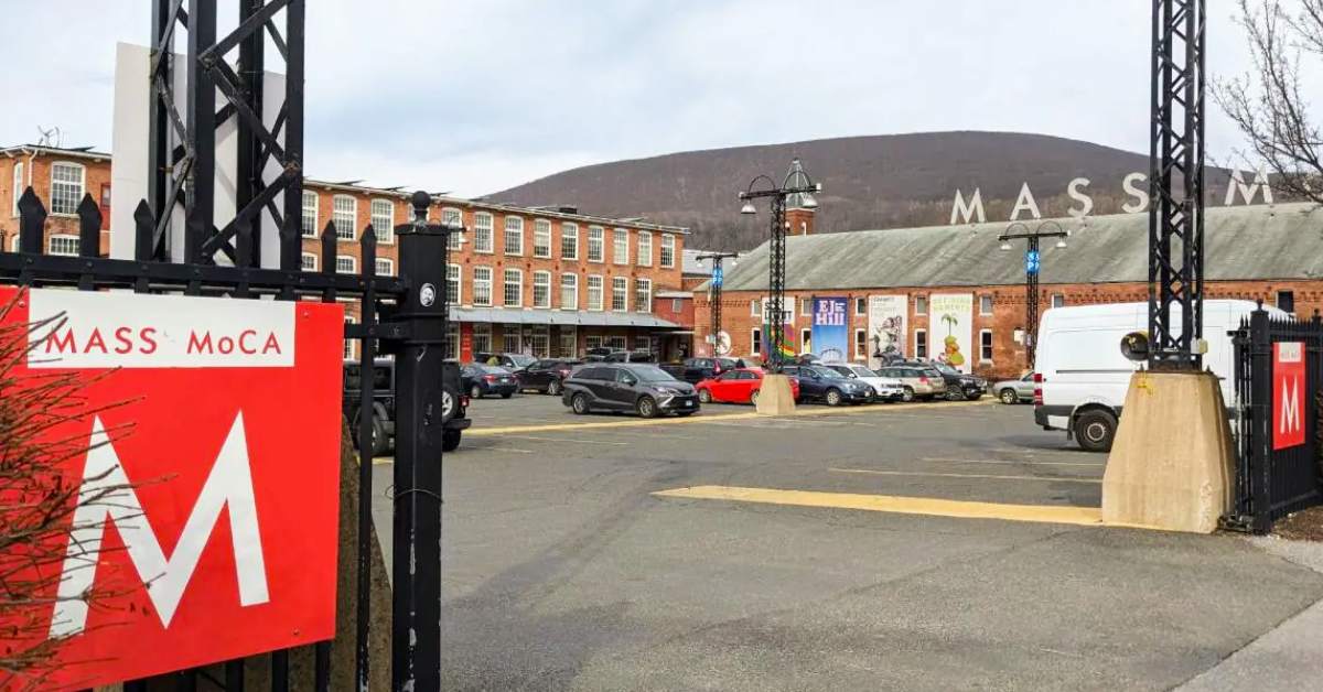 entrance sign and gate to MASS MoCA