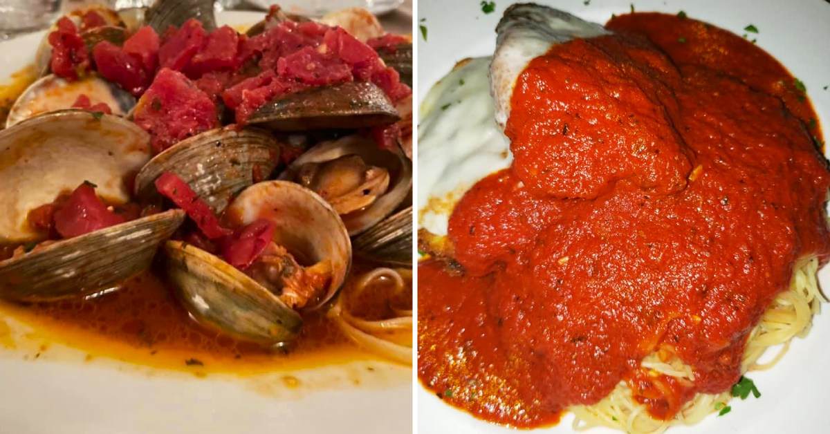 clams and tomato sauce, and chicken parm