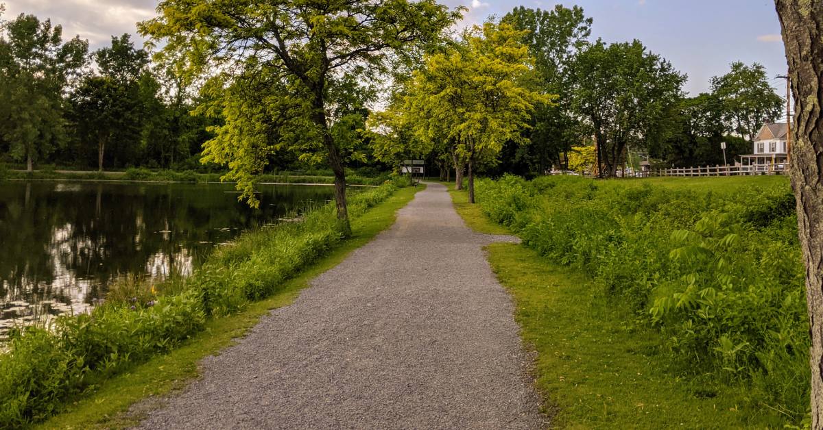 path near pond at hovey pond park