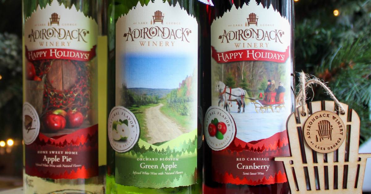 christmas themed adirondack winery bottles and adirondack chair ornament