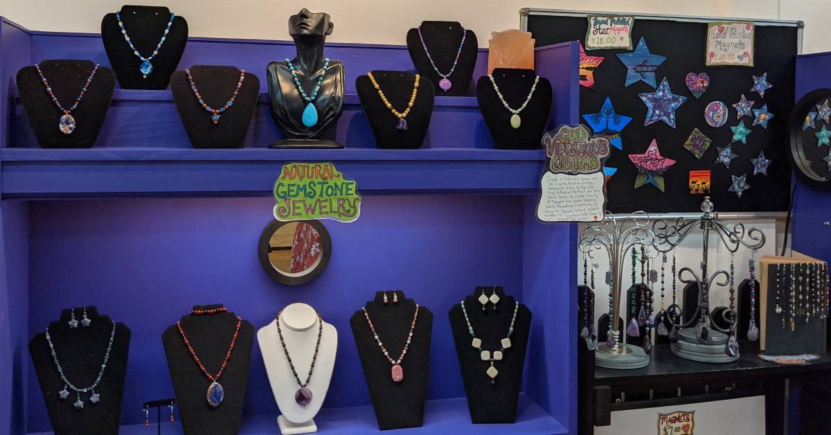 necklaces on display