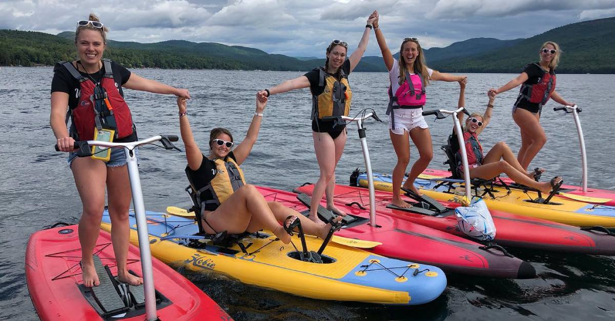 women on paddleboards