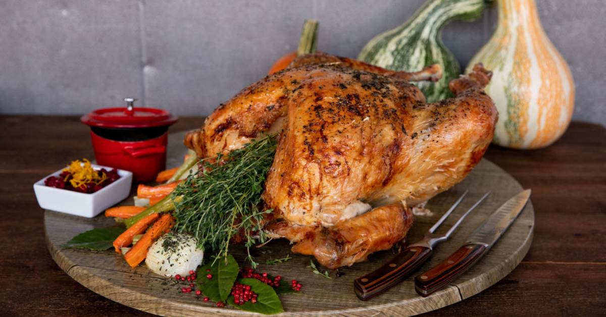 roast turkey on a cutting board