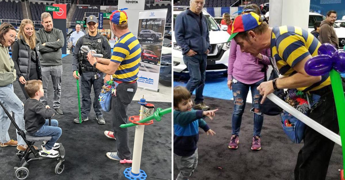 mr twisty with kids at albany auto show