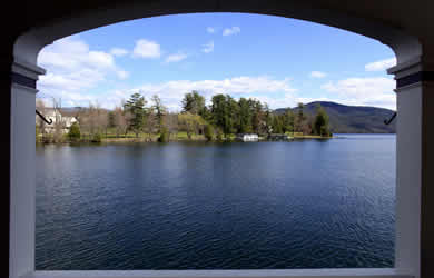 view through window at lake