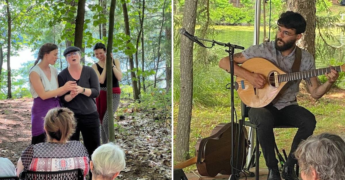 live music and theater performers outside