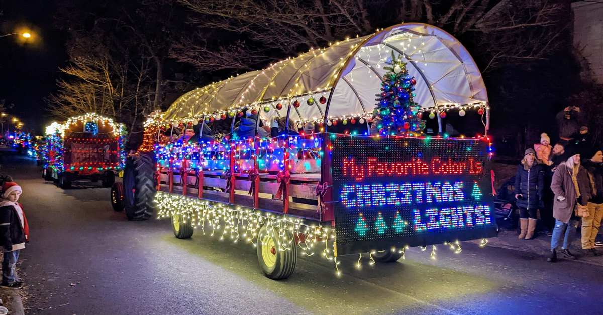 holiday lighted tractor parade