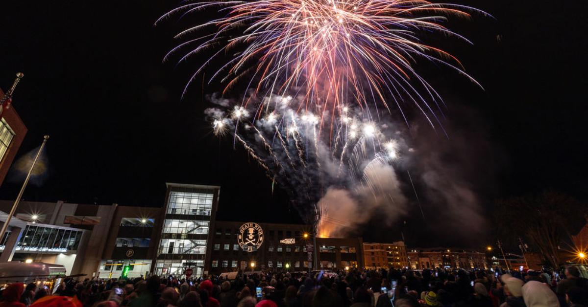 fireworks outdoors in a city