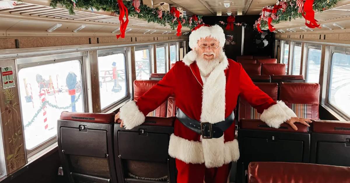 Santa Claus in a train car