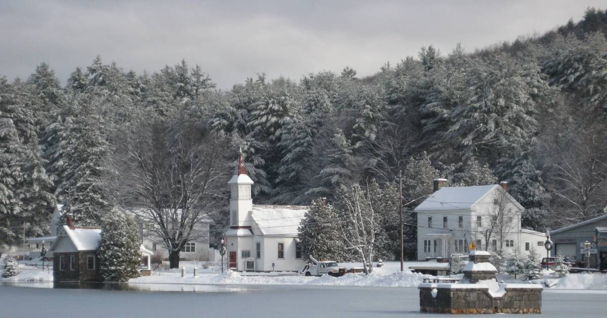 frozen lake in winter scene