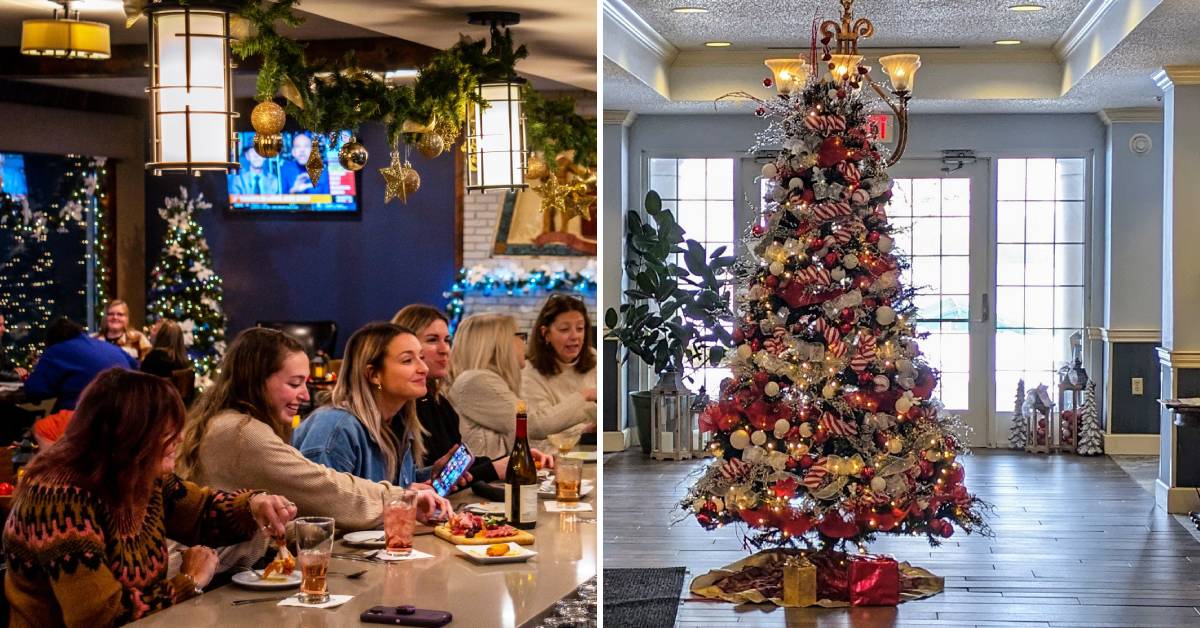 fort william henry and lakeside restaurant decorated for christmas