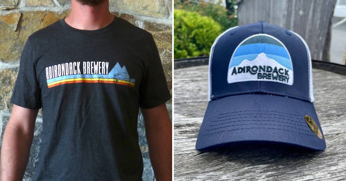 adirondack brewery tee-shirt and hat