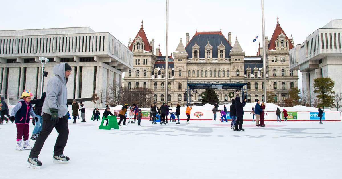 group of ice skaters outdoors