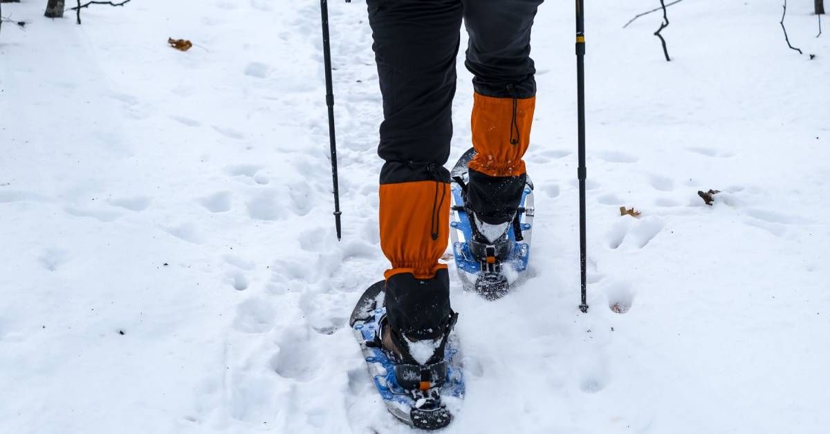 person snowshoeing