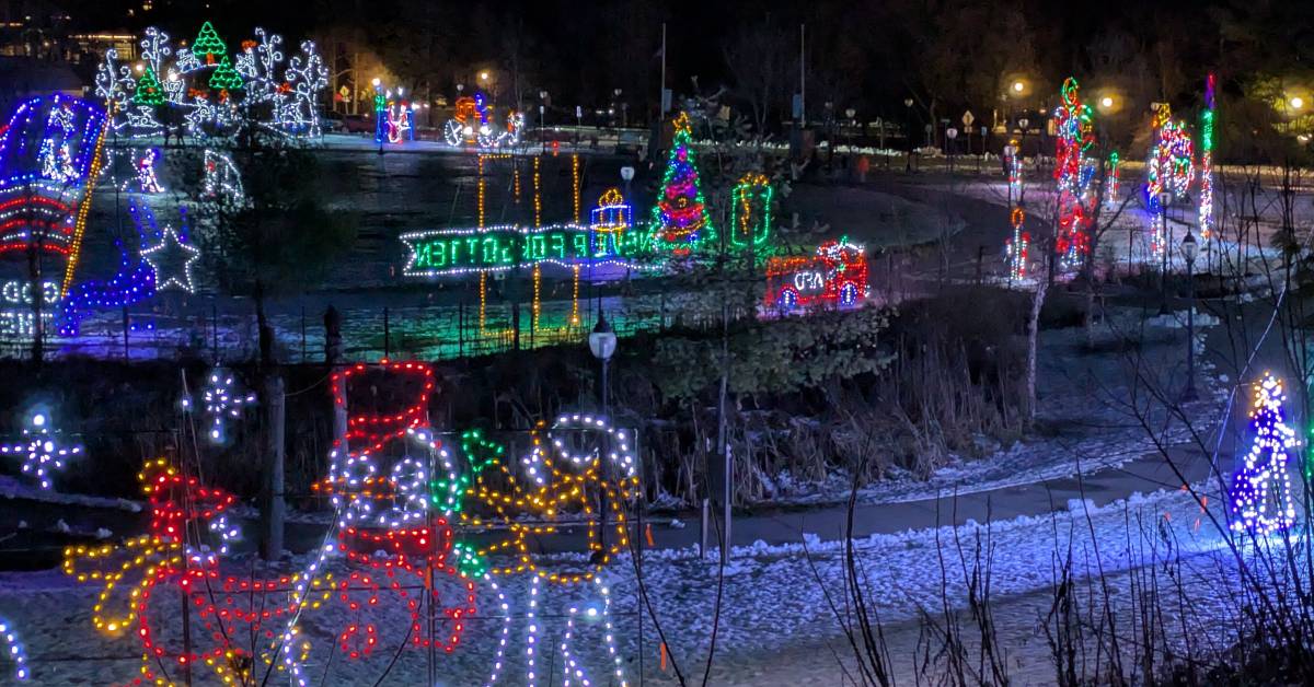 holiday lights at the lake