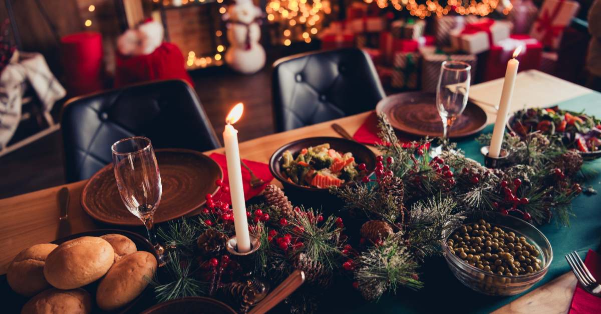 Christmas dinner on a table