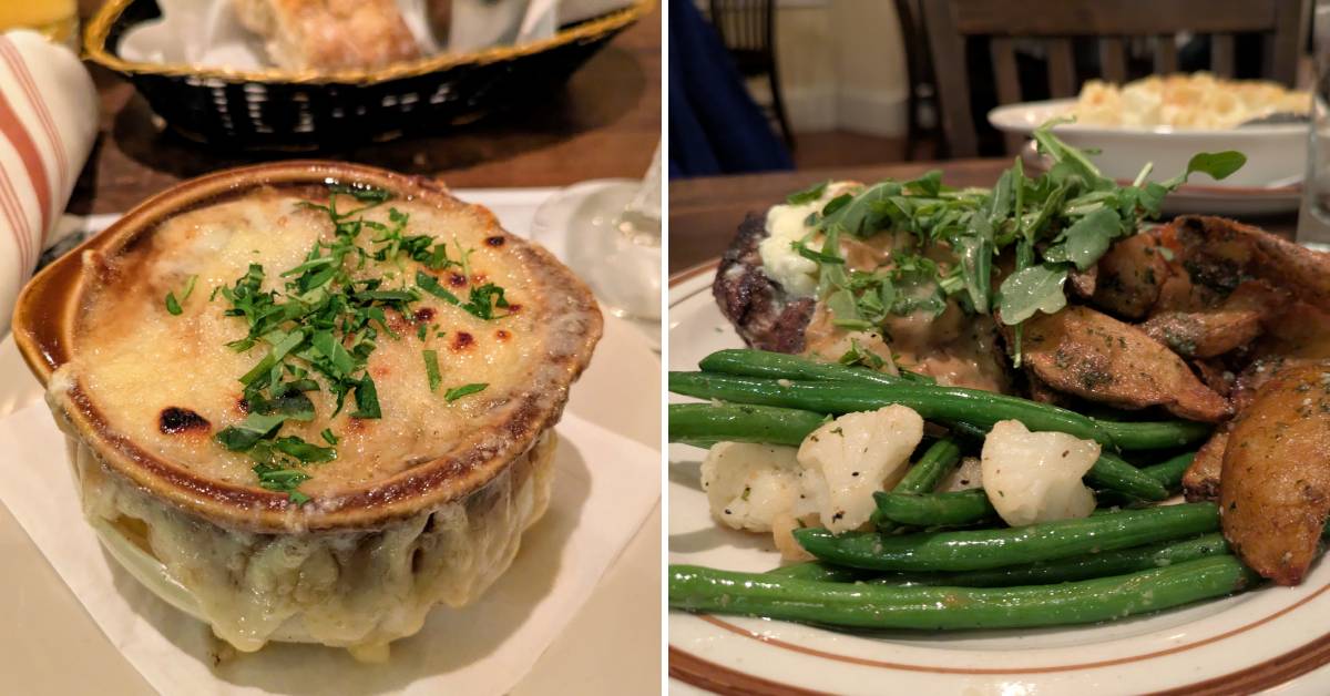 french onion soup and prime rib dinner