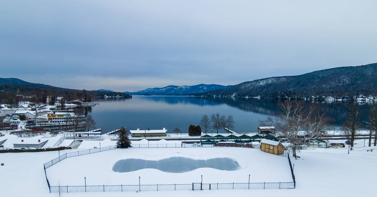 view from fort william henry in winter