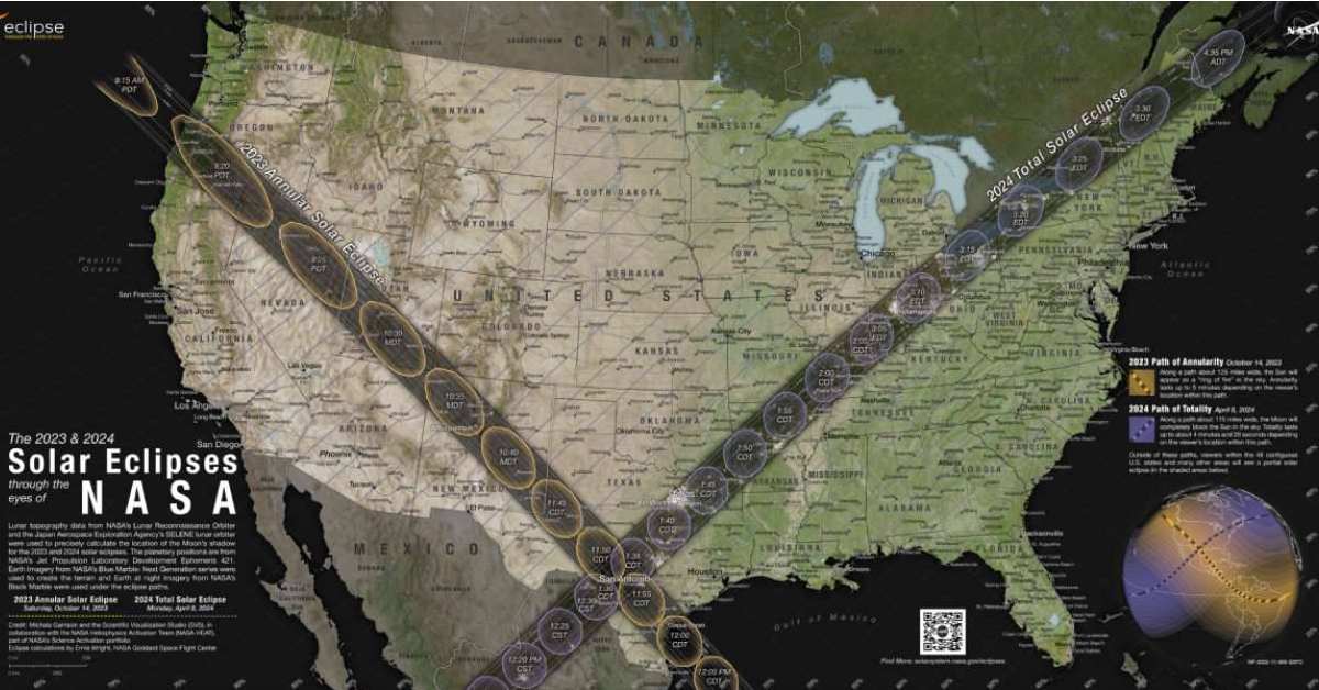 Map of United States with eclipse totality path