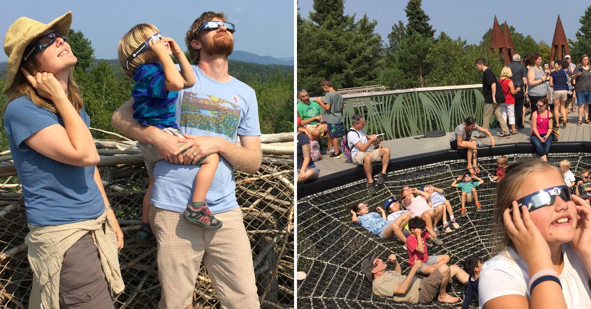 people viewing the eclipse from the wild center in tupper lake