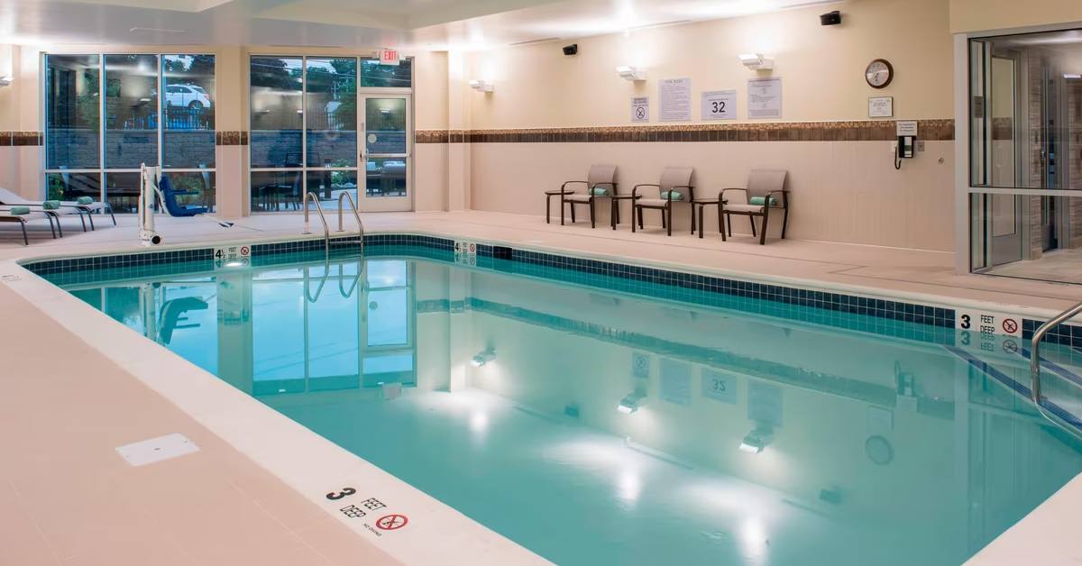 indoor pool at courtyard by marriott hotel in clifotn park