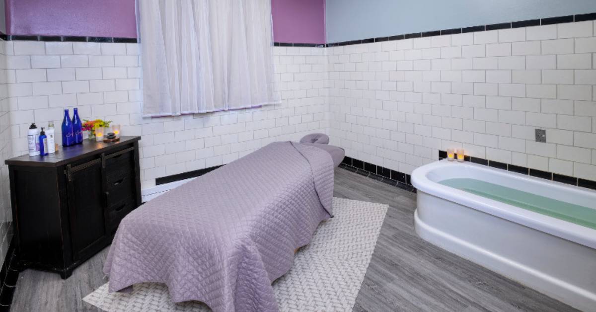 a mineral bath spa room.