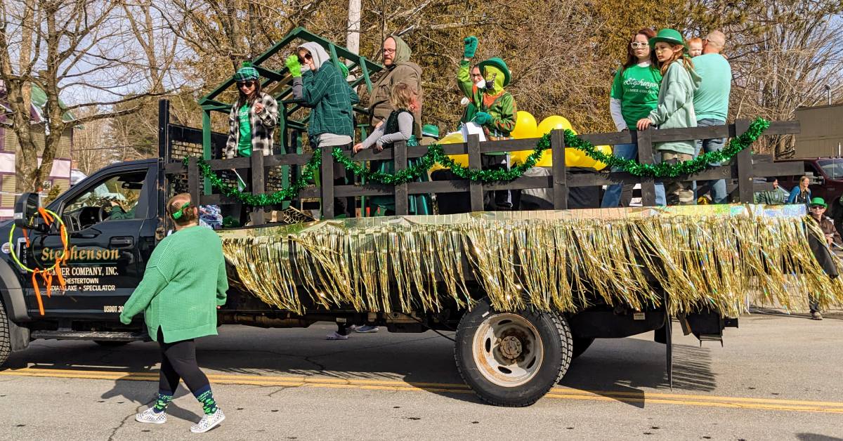 float in st patrick's day parade in chestertown ny
