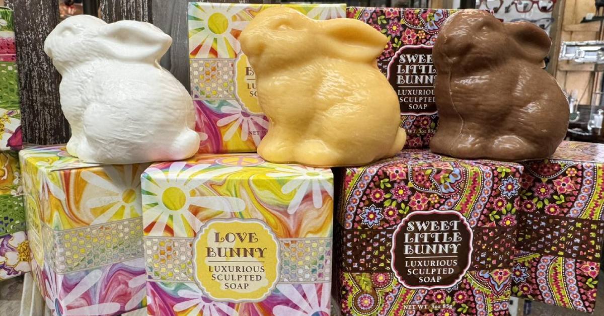 white, yellow, and brown bunny soaps