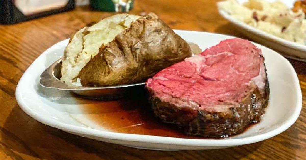 rare steak and potato