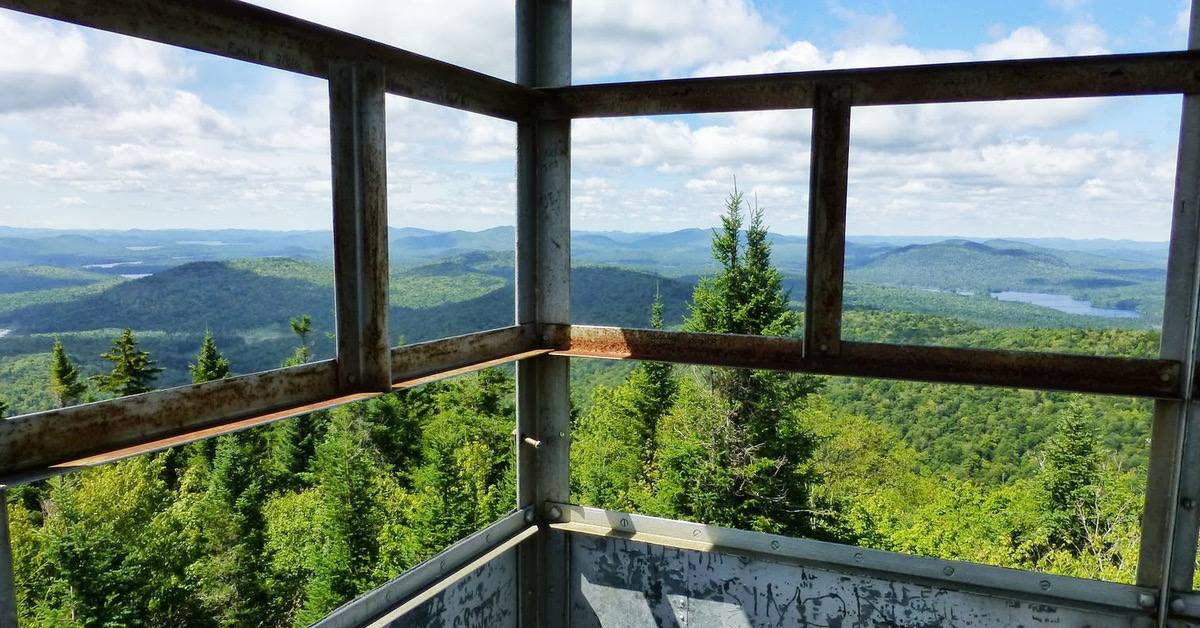 view from owl's head fire tower in long lake