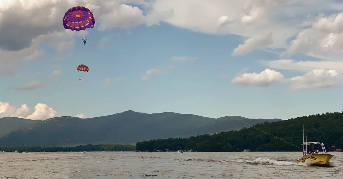 parasailing over lake george