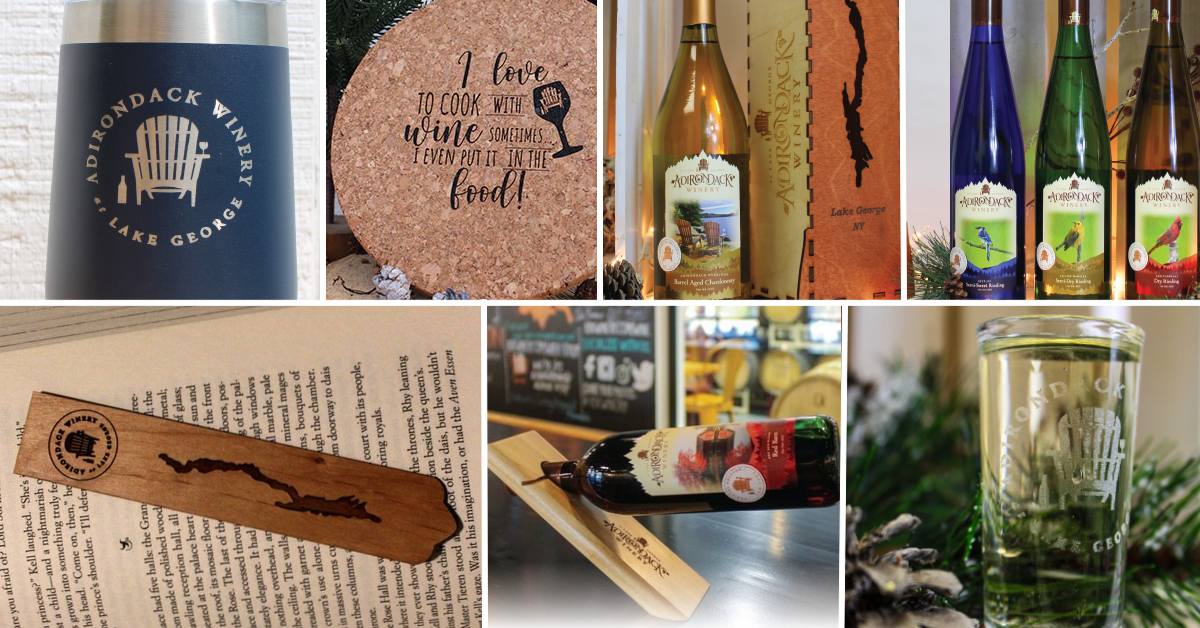 collage of Adirondack winery gift items