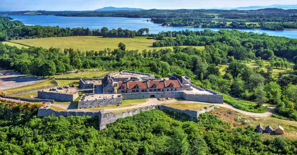 aerial view of Fort Ticonderoga and Lake Champlain