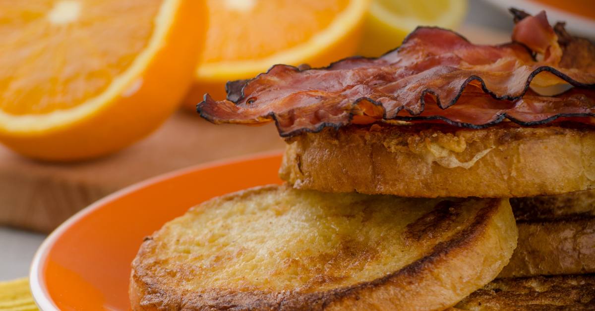 french toast with bacon and oranges