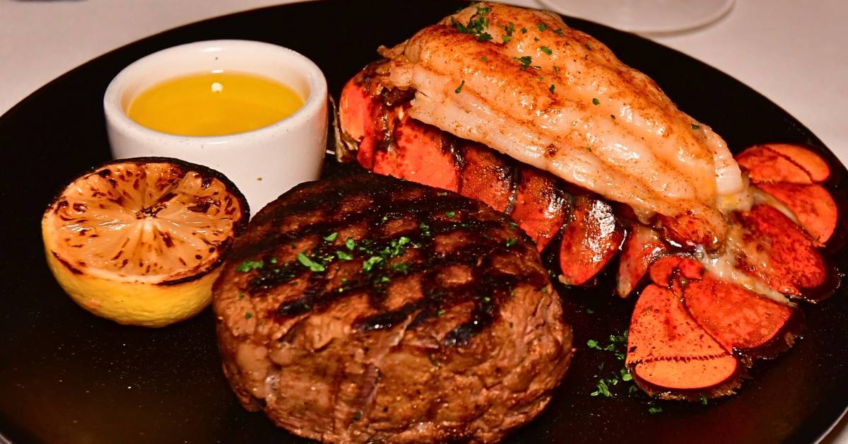 filet steak and lobster with butter