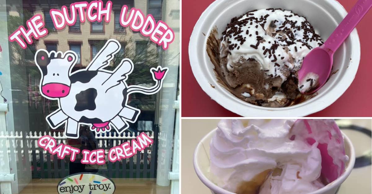 dutch udder ice cream exterior and two kinds of ice cream