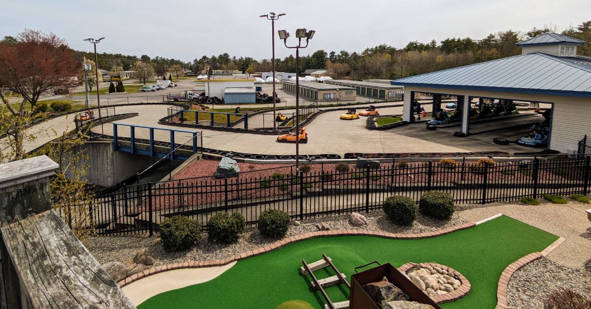 go-karts and part of mini golf course at the fun spot