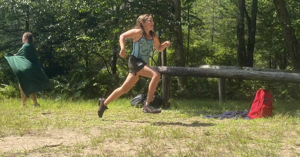 camper girl runs