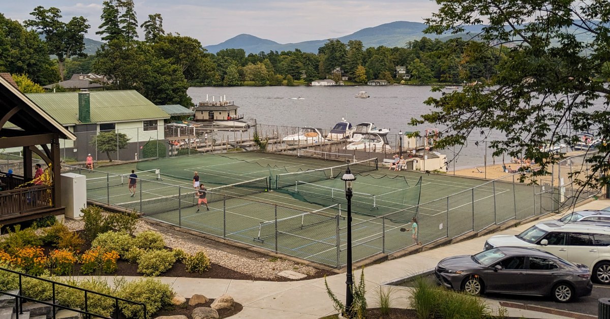 people play pickleball at rogers memorial park in bolton landing