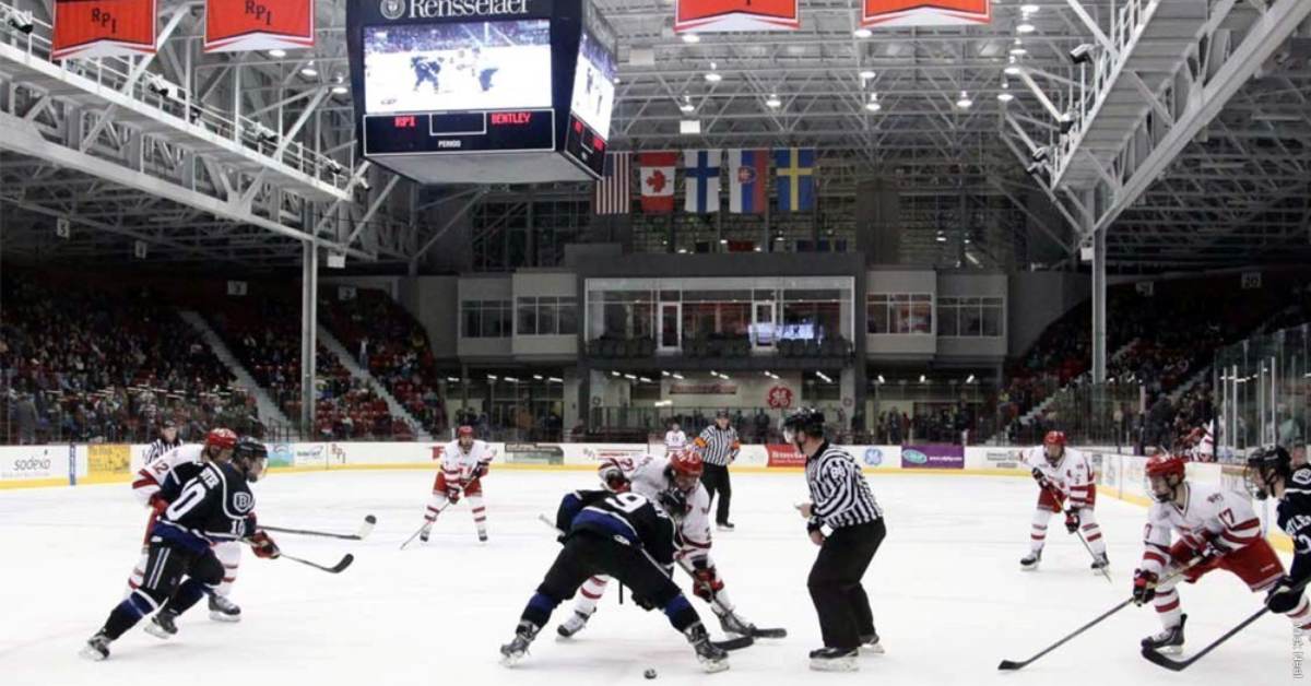 hockey game inside an indoor arena