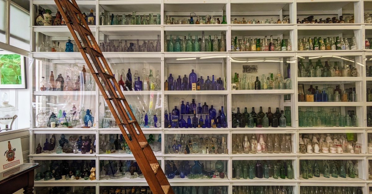 shelves in bottle museum