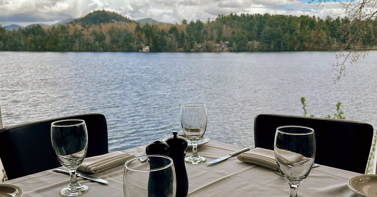 lakeside dining view in lake placid